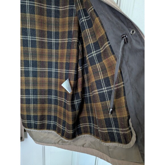 Liz Claiborne Beige Jacket Womens Large Detachable Lining & Hood Cinch Waist - Picture 14 of 16